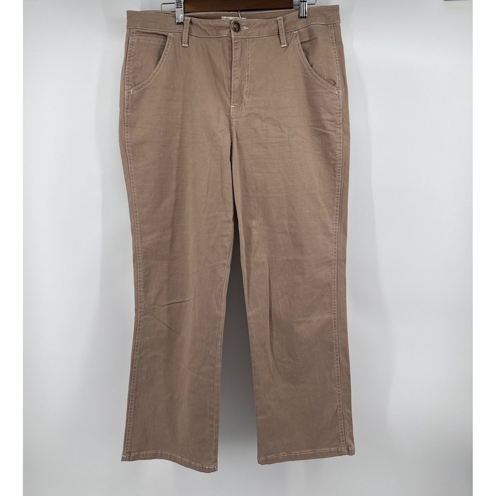 Cato Womens Tan Khaki Straight Leg Carpenter Pants Contrast Stitch Size 14